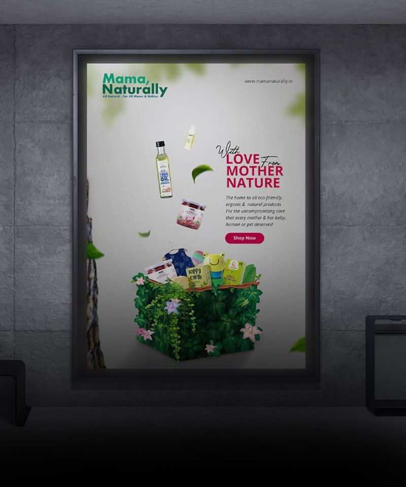 Mama Naturally billboard print design by OctoMonk Bangalore